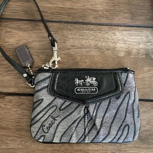 Coach zebra print wristlet card holder